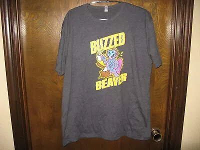 Mens Morning Wood Coffee I Hits You Hard Buzzed Beaver Graphic T-Shirt Size XL • $14.95
