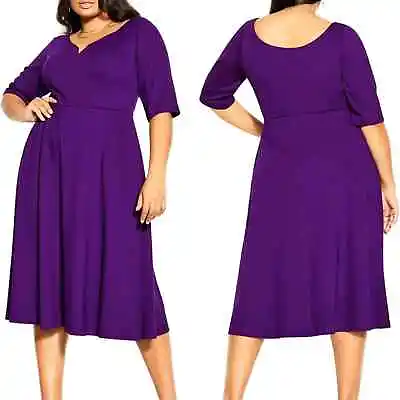 NWT City Chic Cute Girl Fit N Flare Dress In Petunia Purple Size 18 • $27