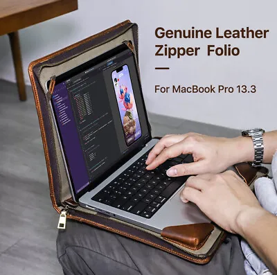 Leather 13.3 Inch Zipper Folio Hand Bag Case Cover For MacBook Air13 Pro 13 • $69.99
