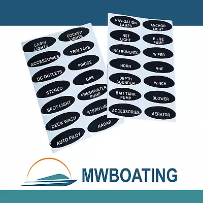 $12 • Buy Oval Switch Panel Labels Set - Boat/Marine Switchboard Stickers ( 28 Stickers )