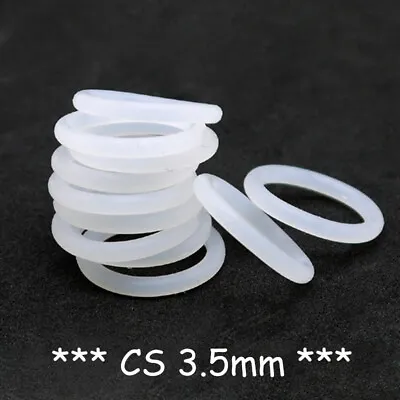Food Grade O-Ring 3.5mm Cross Section Clear Silicone Rubber O Rings Various Size • £1.55