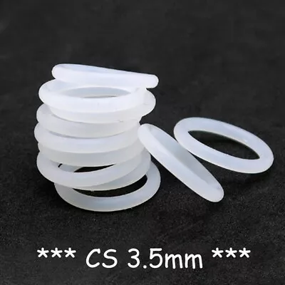 Food Grade O-Ring 3.5mm Cross Section Clear Silicone Rubber O Rings Various Size • £1.62