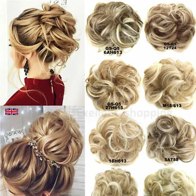 £5.99 • Buy Curly Messy Hair Bun Piece Updo Scrunchie Fake Natural Bobble Hair Extensions UK