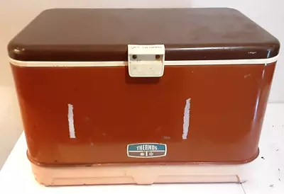 Vintage 70s THERMOS Brown Cooler Ice Chest Made In USA Inside Very Good *READ • $43