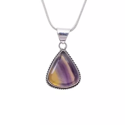 Rainbow Fluorite 925 Sterling Silver Necklace Pendant Chain • £35.32