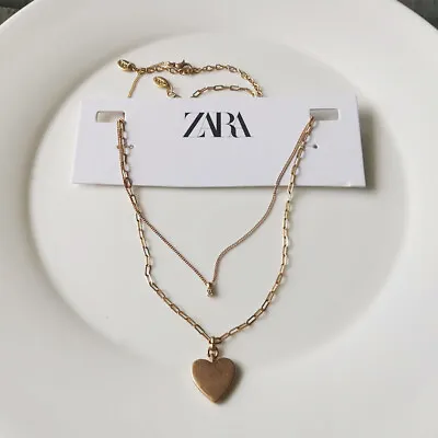 $10.25 • Buy New 2pcs Zara Heart Pendant Necklace Gift Vintage Women Party Holiday Jewelry