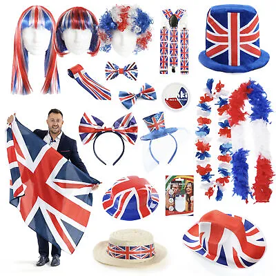 Union Jack Fancy Dress Costumes Hats Wig Accessories Lot Olympics Eurovision  • £5.99