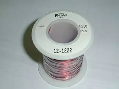 PHILMORE 12-1222 Solid Magnet Wire Enamel Coated 1/2 LB 22 AWG 251ft  (1 Spool) • $20.99