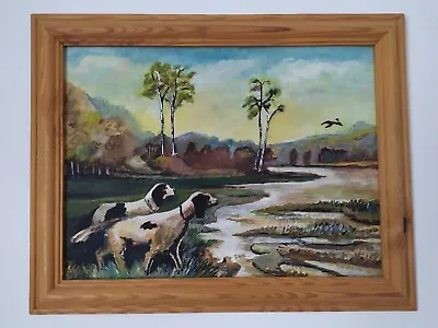 Dog Bird Hunting Landscape. Nature Oil Painting Springer Spaniel. • £30
