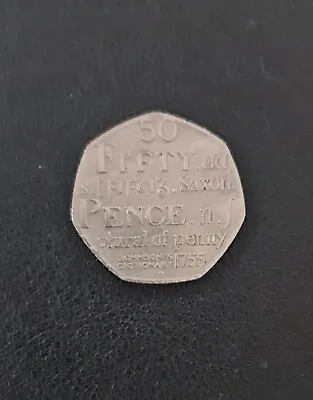 Rare 50p Fifty Pence Coin Johnson's Dictionary 1755 Saxon Plural Of Penny • £2