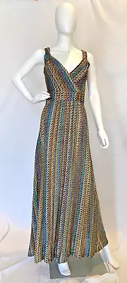 Vintage Patterned Maxi Dress Women's Floor Length Evening Party Formal 1970s • $99