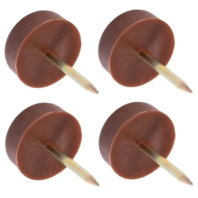 4x Brown FURNITURE FEET GLIDES 16mm Nylon Nail Table Chair Leg Skid Protection • £3.87