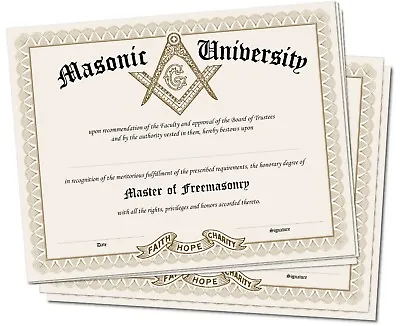 Lot Of 5 - Blank Masonic University Freemason Diploma Certificate Freemasonry • $16.99