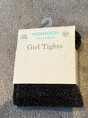 Monsoon Accessorize Black Rainbow Glitter Sparkly Party Soft Tights 11-13 Bnip • £8.99