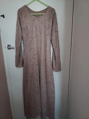 Mocha Brown Sparkly Lace Maxi Dress Abaya Jilbab Special Occasion • £24