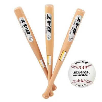 £22.94 • Buy BodyRip Solid Wood Baseball Bat 25  29  33  Rounders With Rawlings 9  Ball Sport