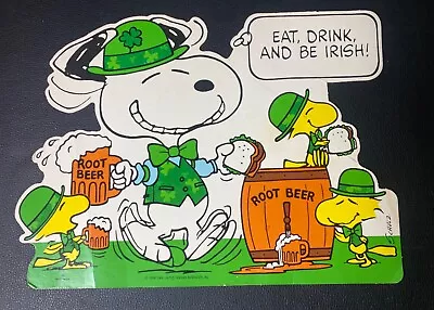 Vintage 1965 Snoopy St Patricks Day Cardboard Sign Peanuts Charles Schultz • $29.95