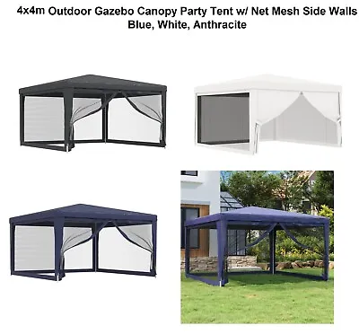 $171.23 • Buy 4x4m Outdoor Gazebo Canopy Marquee Wedding Party Tent W/ Side Walls Net Mesh