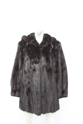 Excellent Canadian Dark Ranch Mink Fur Coat Jacket Women Woman Size 4-6 S W/hood • $250