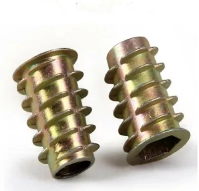 Threaded Wood Insert Nuts M4 M5 M6 M8 M10 Hex Drive Screw Fixings Type D • £2.19