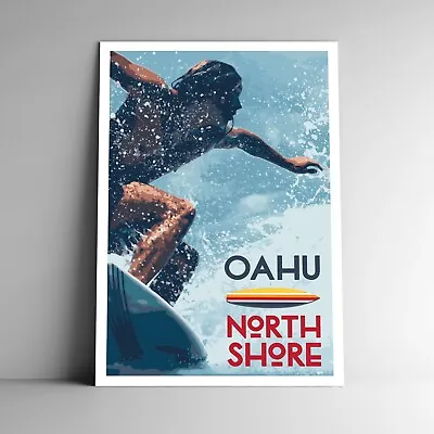 Oahu North Shore Travel Poster / Postcard Surfing USA Hawaii Multiple Sizes • $5.99