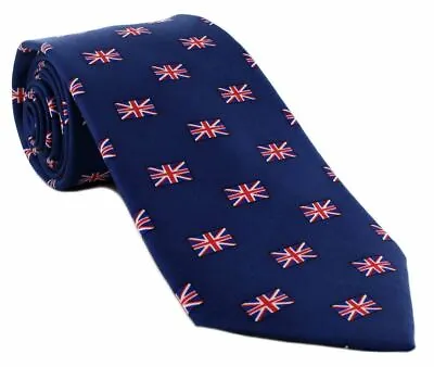 Michelsons Of London Small Union Jack All Over Pattern Silk Tie - Navy/Red/White • £25.95