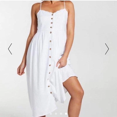 $20 • Buy White Dotti Linen Blend Midi Dress Size 10