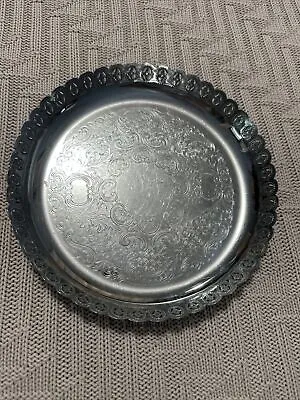 Krome Kraft Farber Bros Chrome Serving Tray With Etched Filigree Center • $18