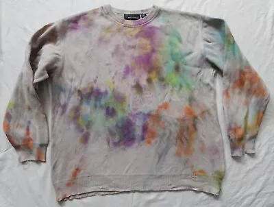 Tie Dye Abstract Rainbow Crew Neck Pullover Sweater - XL Mens Cotton Hand Made • $32.99