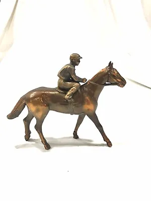 Vintage 1950’s Horse Cast Metal Copper Bronze Tone Horse And Jockey • $29.99