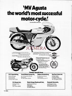 MV AGUSTA '750 S America' Motor Cycle ADVERT Vintage 1977 Print Ad 690/60 • $4.31