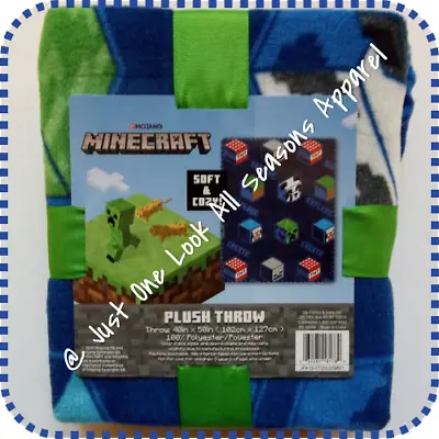 MINECRAFT Blocks Plush Throw  40 X 50  Blue • $19