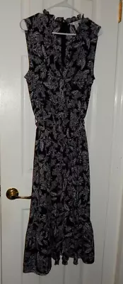 $8.50 • Buy London Times Womens Black Floral Sleeveless Fit & Flare Long Dress Size 16 EUC