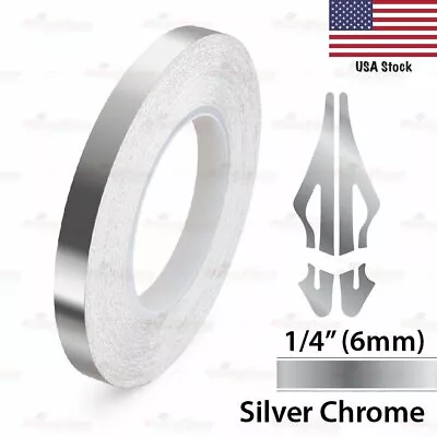 SILVER CHROME 1/4  PIN STRIPE Car Model Pinstriping Decal TAPE Vinyl Sticker 6mm • $8.95