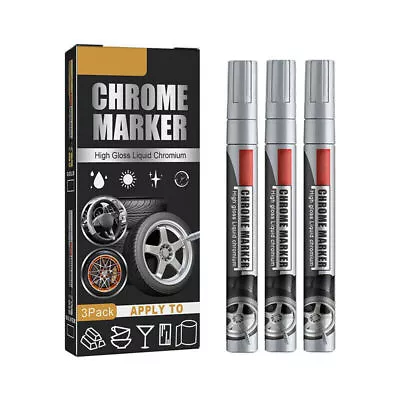 New 3pcs Liquid Mirror Chrome Marker Set DIY Car Paint Pens Metallic Markers • £4.27