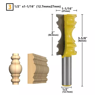 Chair Rail Molding Router Bit 1/2'' Shank Wood Milling Tool Cutter Woodworking • $18.11