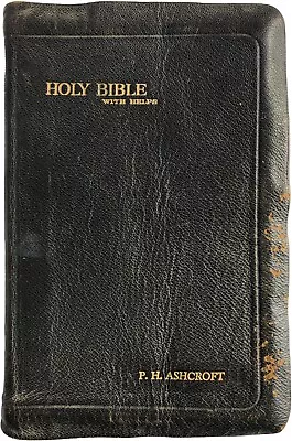 Holy Bible With Helps And Concordance KJV  LEATHER BOUND  ***FAIR CONDITION*** • $27