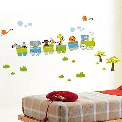 £6.99 • Buy Jungle Zoo Animal Safari Train Wall Stickers Decal Decor Kids Nursery Playroom