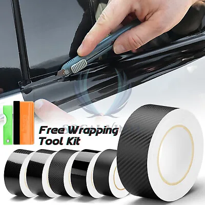 Gloss / Matte / Carbon Fiber Style Black Vinyl Wrap Roll Chrome Delete1 Car Trim • $33.49