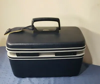 Vintage Blue Samsonite Silhouette Train Case Luggage Makeup Case With Tray • £23.75