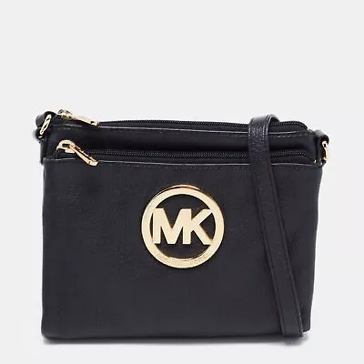 MICHAEL Michael Kors Black Leather Fulton Crossbody Bag • $115.50