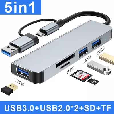 5 In 1 USB Hub C Docking Adapter With SD/TF Card Reader For PC Laptop Macbook • $12.34