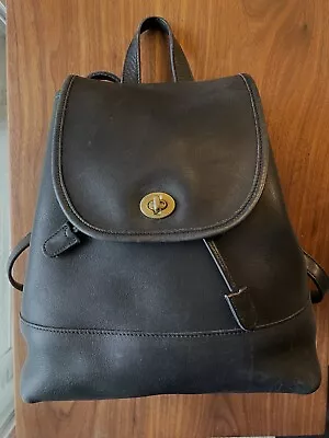 Vintage Coach 9791 Black Leather Backpack The Daypack Style Rucksack Drawstring • $169.99