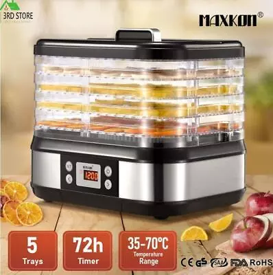 Maxkon Food Dehydrators Stainless Steel Jerky Meat Maker Fruit Dryer With LCD • $63