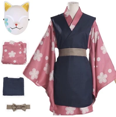 $29.99 • Buy H3 Cosplay Demon Slayer Kimetsu No Yaiba Makomo Halloween Costume Suit Mask Tie
