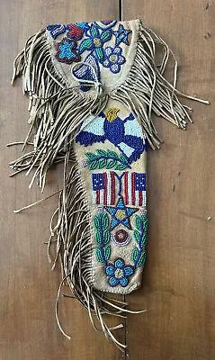 $425 • Buy NATIVE AMERICAN INDIAN BEADED HOLSTER USA FLAG C 1950-1970