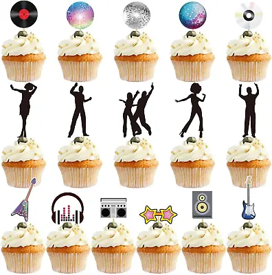 48PCS 70S 80S Disco Ball Cupcake Topper Decorations Set With Glitter Polka Music • $18.74