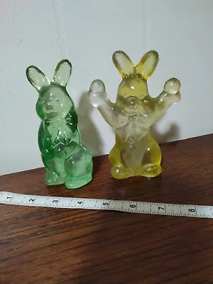 Vintage Acrylic Lucite Rabbit Bunny Rare Hare Sculpture Figurine Set Pair  • $25