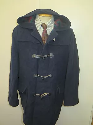 Vintage Wool Duffle Duffel Coat Raincoat M 40  Euro 50 - Blue • $49.72