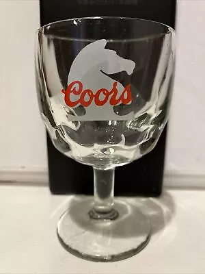 Vintage Coors Beer Goblet Thumbprint Heavy Stemmed Schooner Glass 6 1/4” • $15